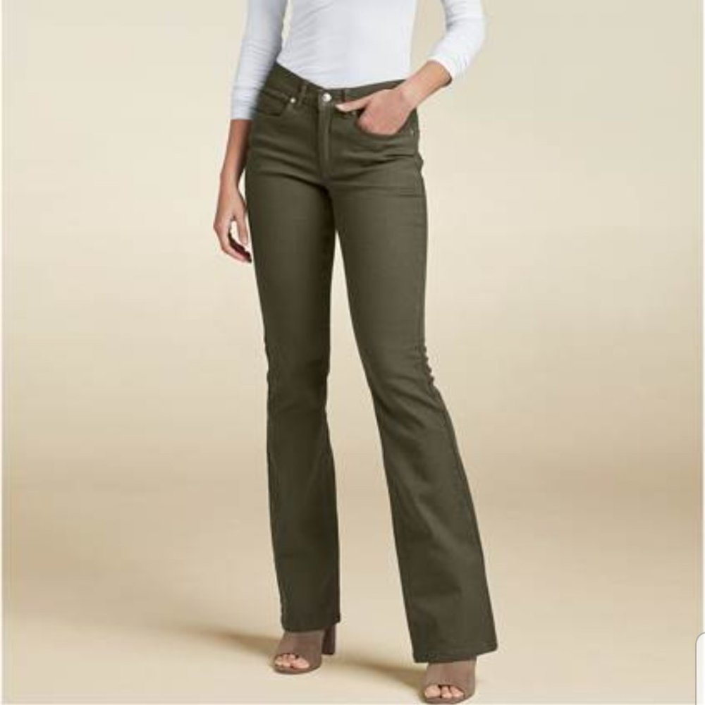VENUS Mid Rise Olive Green Bootcut Jean - Picture 1 of 10